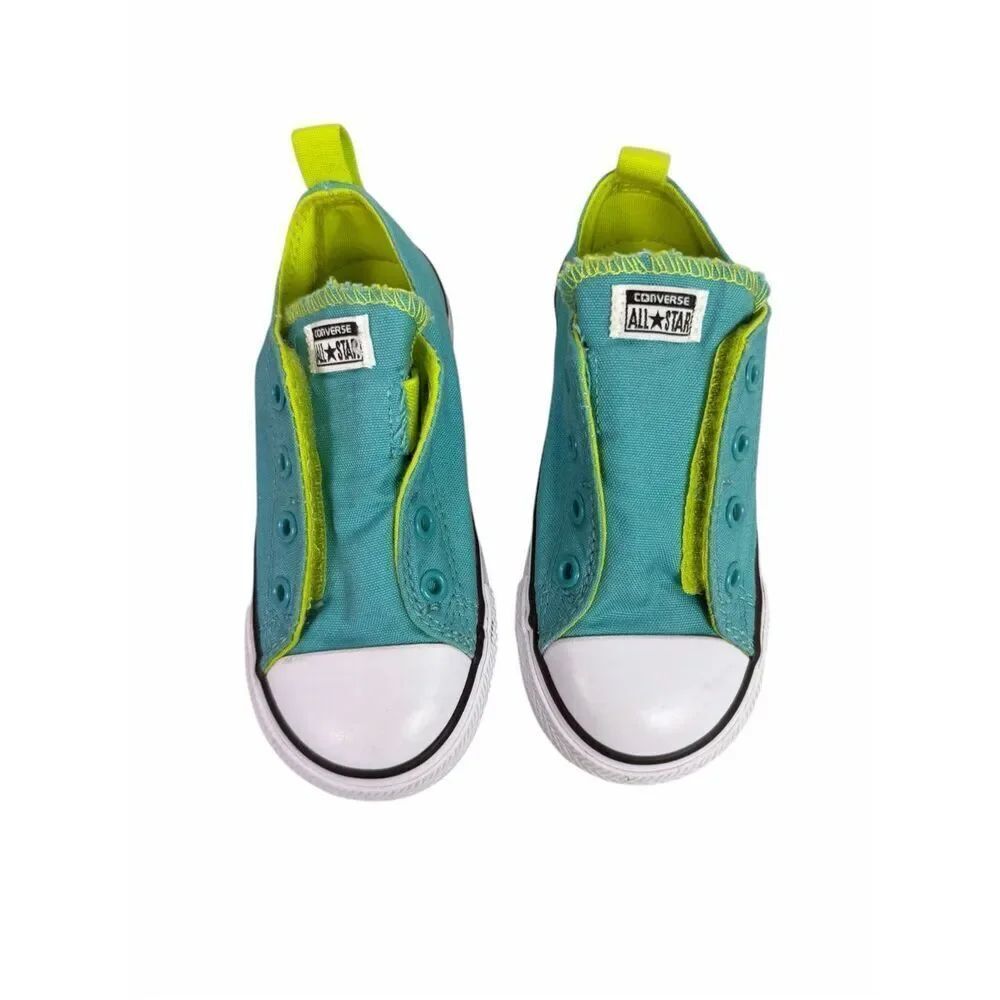 Converse Infants size 9 All Star easy on sneakers  teal lime green